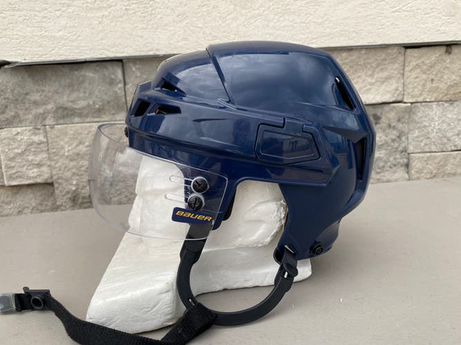CCM V08 Pro Stock Hockey Helmet Bauer Visor Combo Small Navy Blue 5251