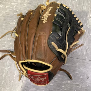 Brown Used Rawlings Premium Series Right Hand Throw Outfield Baseball Glove 12"