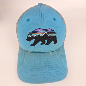 Patagonia Fitz Roy Bear Trucker Hat Blue Cap Mesh Snapback Outdoor Hiking