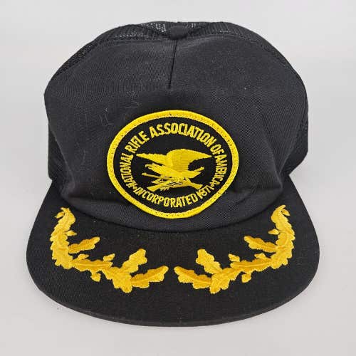 Vtg NRA Hat Black Snap Back Mesh Trucker National Rifle Association Patch Cap