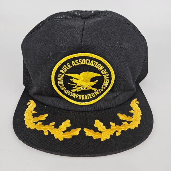 Vtg NRA Hat Black Snap Back Mesh Trucker National Rifle Association Patch Cap
