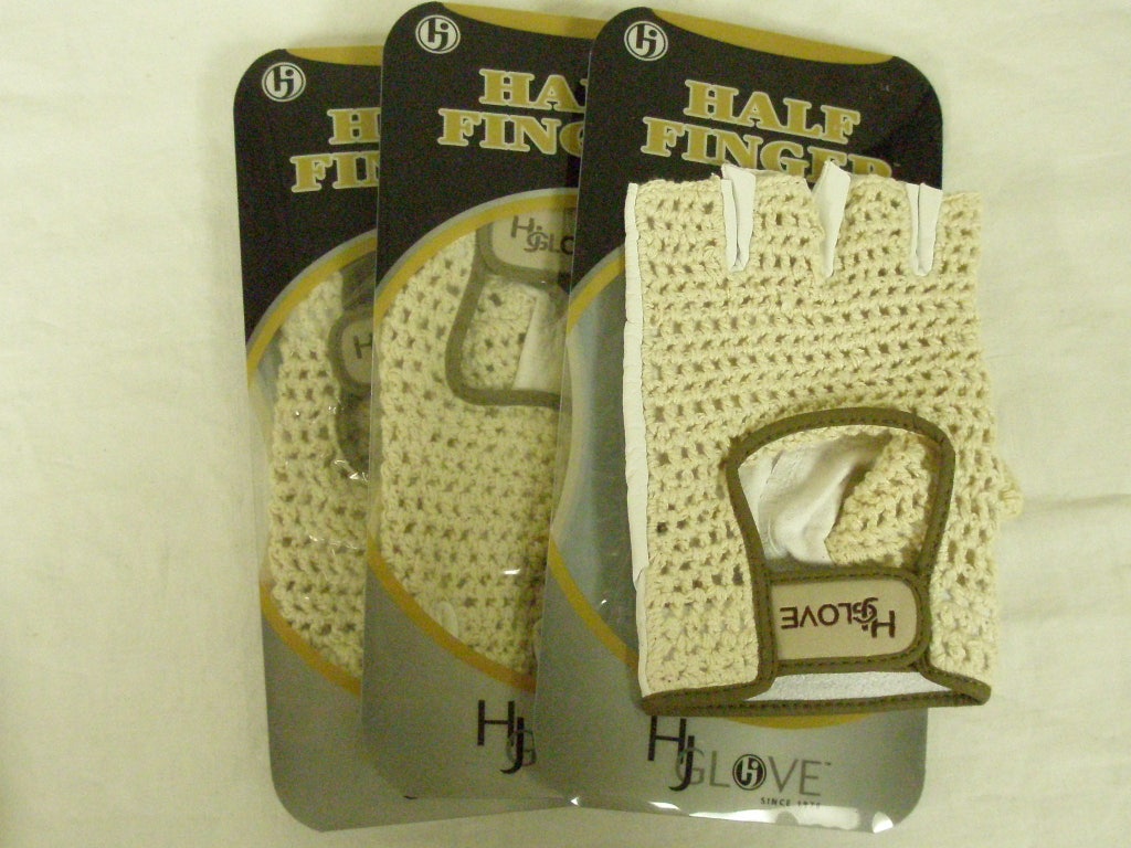 HJ Glove Half Finger Gloves (Mens Left, SMALL, 3pk) Tan NEW