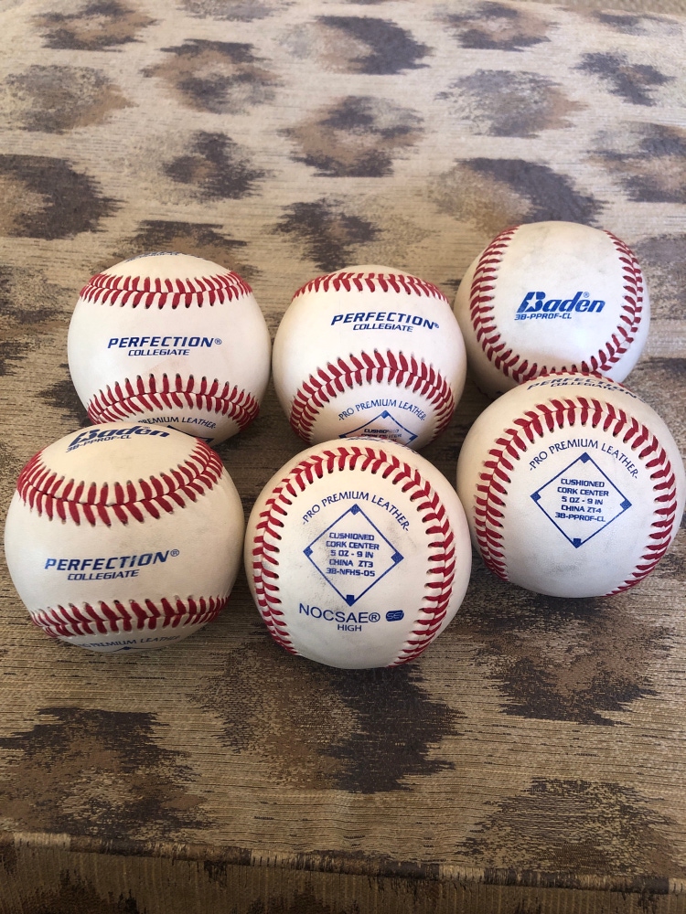 New 6 Pack Baden Collegiate Perfection Baseballs