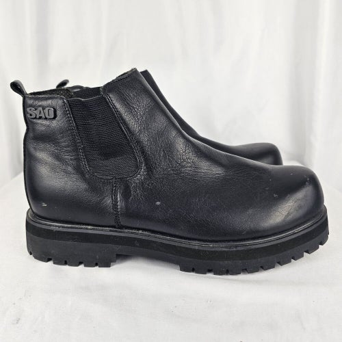 SAO by Stacy Adams Men's 10 Chukka Chelsea Black Leather Ankle Boots Slip On