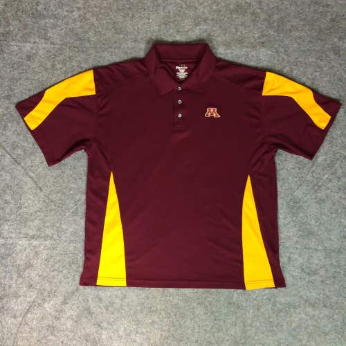 Minnesota Gophers Mens Shirt Large Polo Maroon Gold Short Sleeve Golf Top NCAA