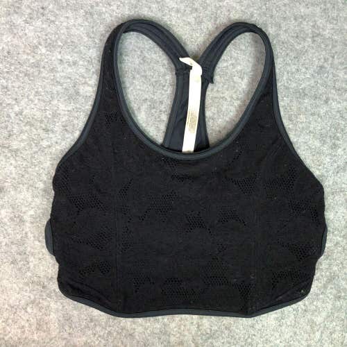 Free People Womens Sports Bra Small Black Mess Floral Movement Performance Top