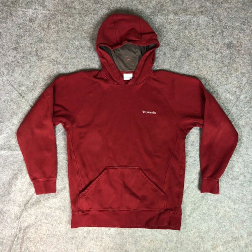 Columbia Mens Hoodie Medium Red Sweatshirt Logo Outdoor Pocket Hiking Logo Top