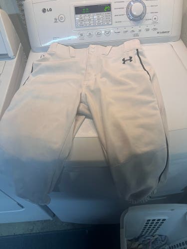 White Used Medium Under Armour Knicker Baseball Pants