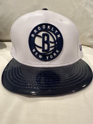 Brooklyn Nets Leather/Vinyl/Felt NewEra SnapBack Hat