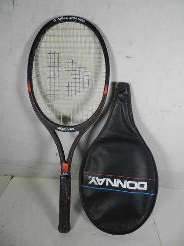 RARE Vintage DONNAY Wimbledon Mid Tennis Racquet, Black 4" Grip with Cover