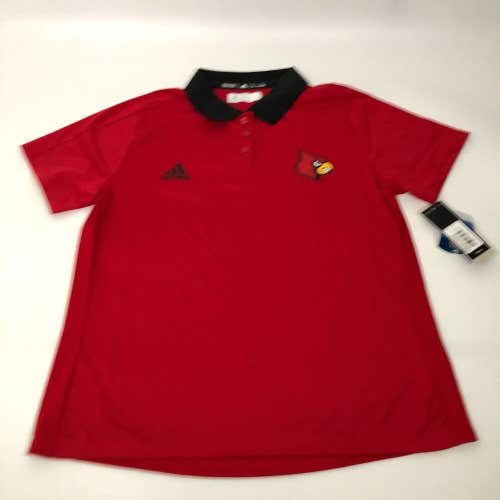 Louisville Cardinals Womens Shirt Polo Extra Large Adidas Red Black NCAA NWT