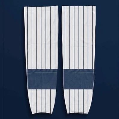 White & Blue Striped Senior New Large Hockey Socks