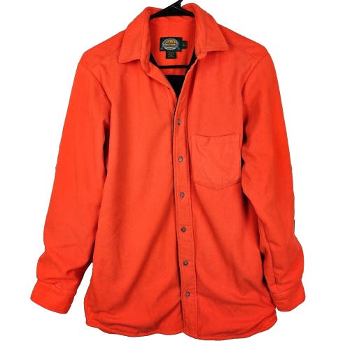 Cabela's Blaze Orange Button Up Ultra Soft Fleece Lightweight Hunting Shirt M