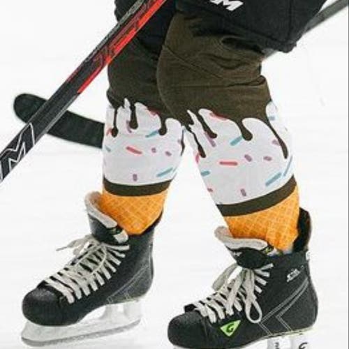 White Ice Cream Senior New Large Hockey Socks