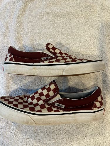 Vans Red Checkerboard Size 7.5 (Women’s 8.5) Slip On Sneakers