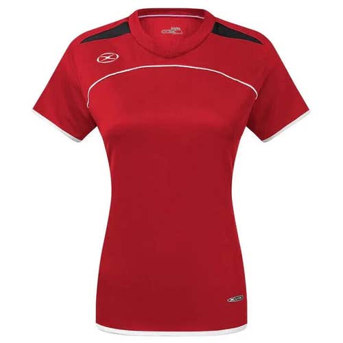 Xara Womens Cardiff 1061 Size M Scarlett Red Black Athletic Soccer Jersey New