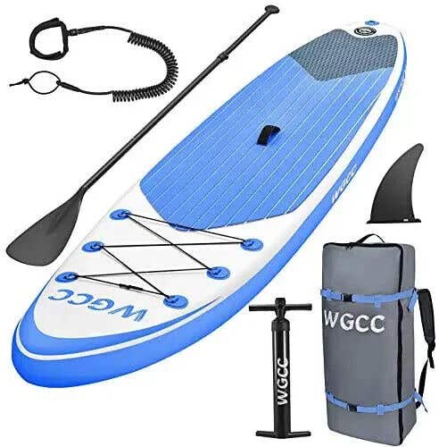 WGCC Stand Up Paddle Board Inflatable 10’5″x32″x6″ Blue with carry bag