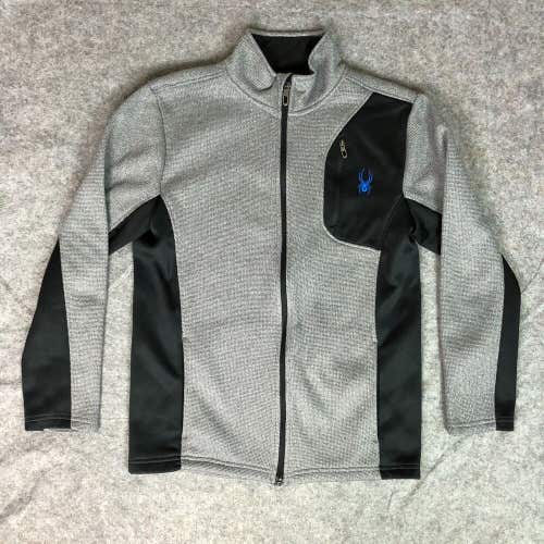 Spyder Boys Jacket Extra Large Gray Black Windbreaker Knit Casual Outdoors Kids