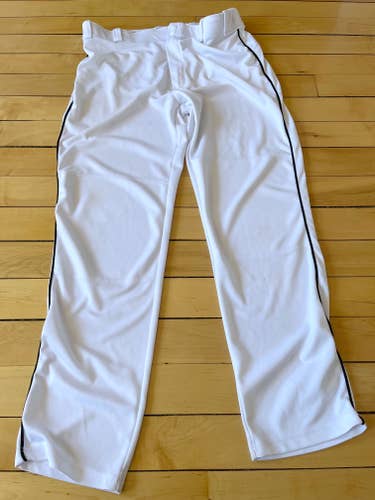 Adult Men's Used XL Rawlings Piped Baseball Pants (white with navy piping)