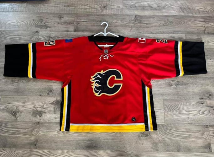 Calgary Flames Used Goalie Cut Men's Adidas Jersey
