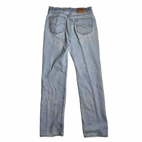 Levi's 505 Light Wash Denim Jeans Men's 34x34 Straight Leg Made in USA