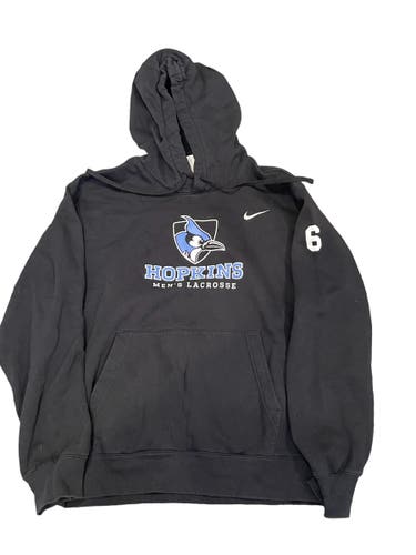 Hopkins Team Issued #6 Black Hoodie Sweatshirt Size Large