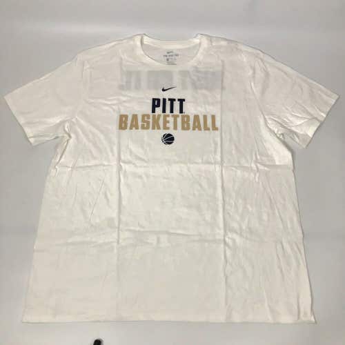 Pittsburgh Panthers Mens Shirt 2XL XXL Nike White Short Sleeve Tee Basketball