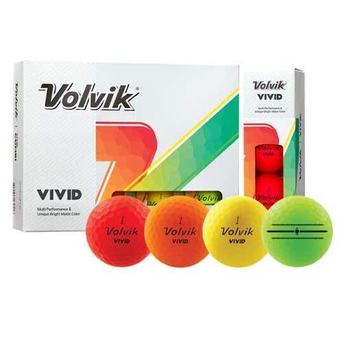 Volvik Golf Vivid 3-Piece Matte Finish BLACK Golf Balls 1 Dozen Box 12 Count NEW