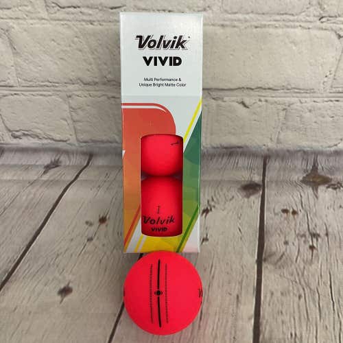 Volvik Golf 2024 Vivid Matte Finish Golf Balls - 3 Golf Ball Sleeve - MATTE RED