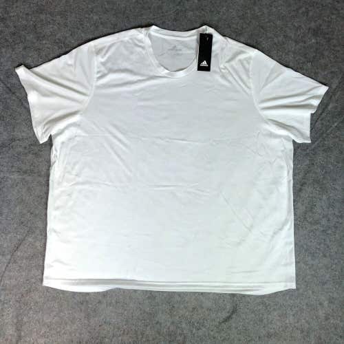 Adidas Mens Shirt 3XL XXXL White Short Sleeve Tee Plain Solid Casual Creator NWT