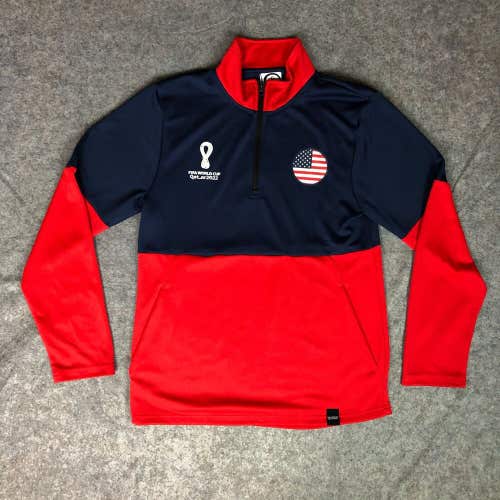 United States Mens Pullover Small Blue Red Fifa World Cup 2022 1/4 Zip Sweater