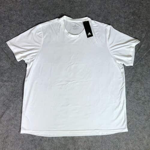 Adidas Mens Shirt 2XL XXL White Short Sleeve Tee Plain Solid Casual Creator NWT