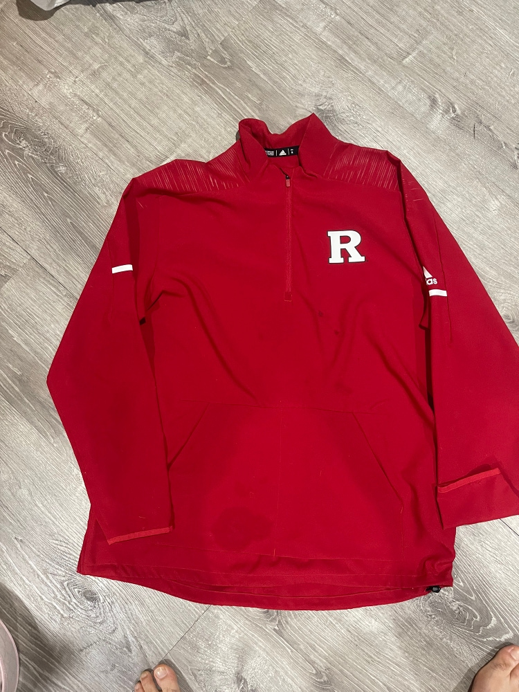 Rutgers Adidas Mens Lacrosse 1/4 Zip Windbreaker - XL