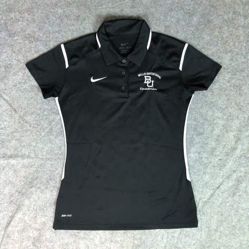 Baylor Bears Womens Shirt Small Black White Nike Polo Short Sleeve Equestrian