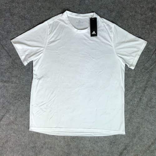Adidas Mens Shirt Large White Short Sleeve Tee Plain Solid Casual Creator NWT