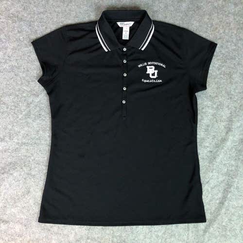 Baylor Bears Womens Shirt Medium Polo Black White Short Sleeve Equestrian NCAA