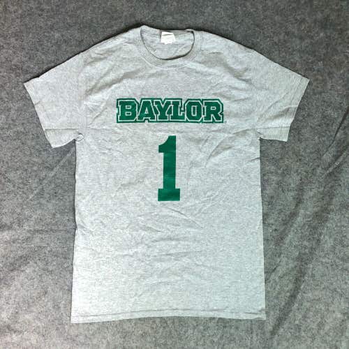 Baylor Bears Mens Shirt Small Gray Green Short Sleeve Tee Hurd NCAA Basketball ^