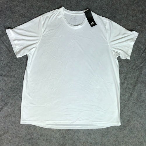 Adidas Mens Shirt Extra Large White Short Sleeve Tee Plain Solid Casual NWT
