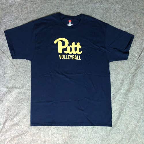 Pittsburgh Panthers Mens Shirt Large Navy Gold Tee Short Sleeve NCAA Volleyball