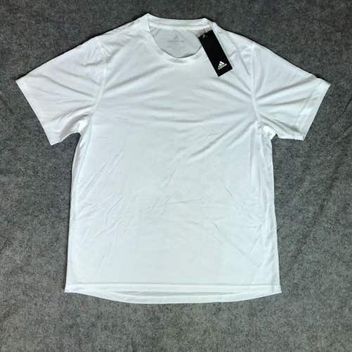 Adidas Mens Shirt Medium White Short Sleeve Tee Plain Solid Casual Creator NWT