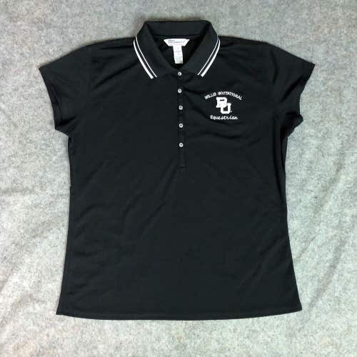 Baylor Bears Womens Shirt Large Polo Black White Short Sleeve Equestrian NCAA