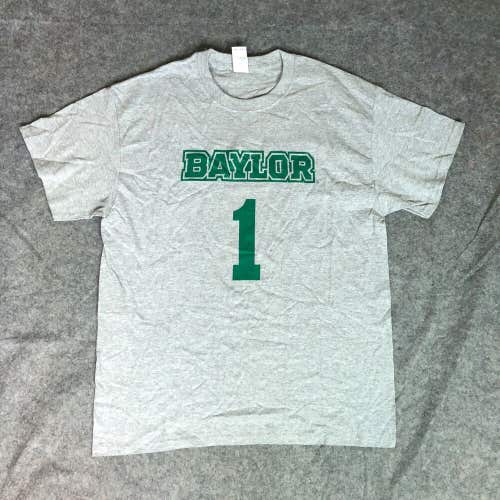 Baylor Bears Mens Shirt Large Gray Green Short Sleeve Tee Hurd NCAA Basketball