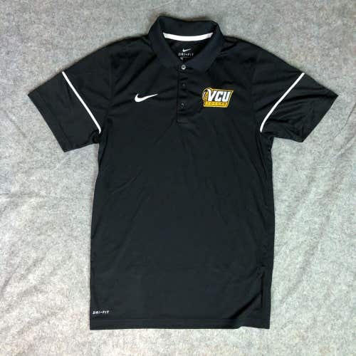 VCU Rams Mens Shirt Small Polo Nike Black White Short Sleeve NCAA Soccer Top