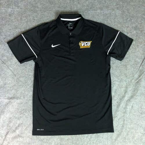 VCU Rams Mens Shirt Medium Polo Nike Black White Short Sleeve NCAA Soccer Top