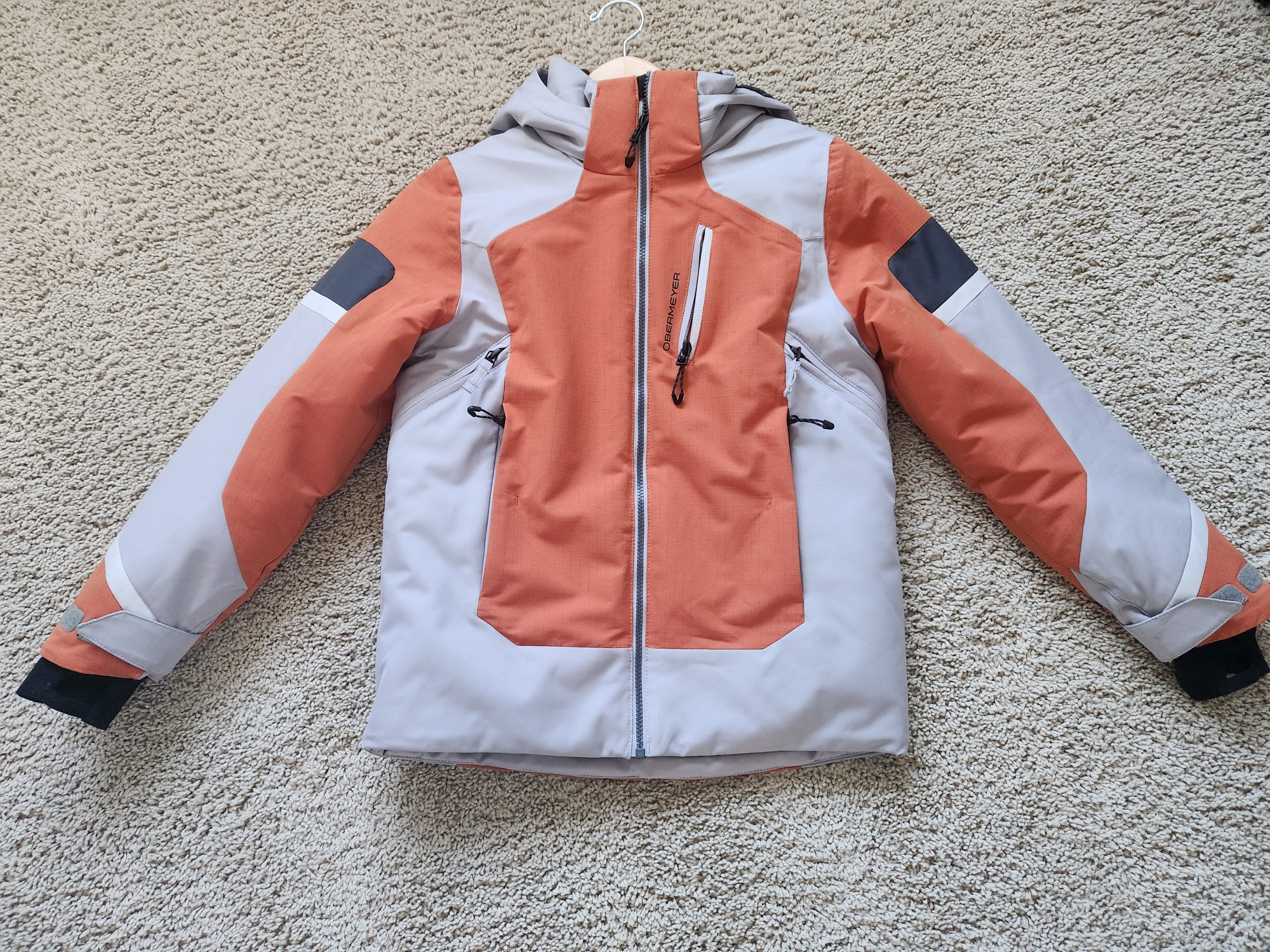 Orange/Gray Men's Youth Used Medium Obermeyer Jacket - Size Youth 10-12