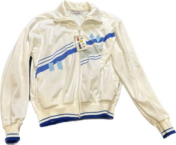 80s Vintage Cal Sport Track Jacket USA Made Adult Size Large Blue Striped NWT