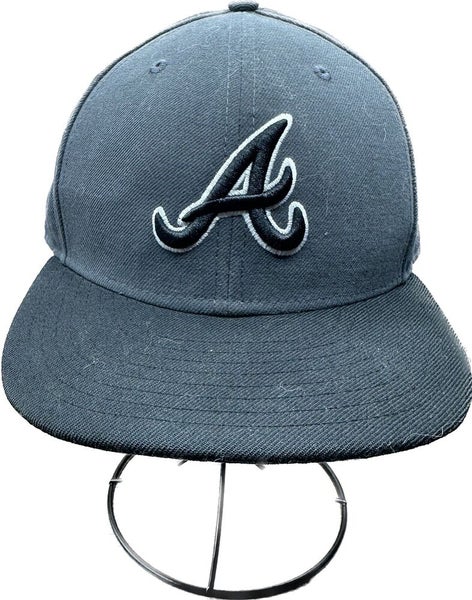 New Era 59Fifty Mens Hat MLB Atlanta Braves A Black Fitted Wool Cap 7 1/2