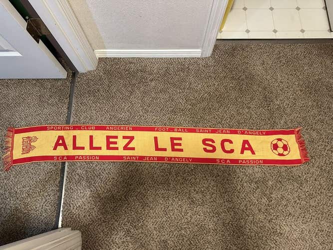 Vintage French France Saint Jean D’angely Allez Soccer Scarf