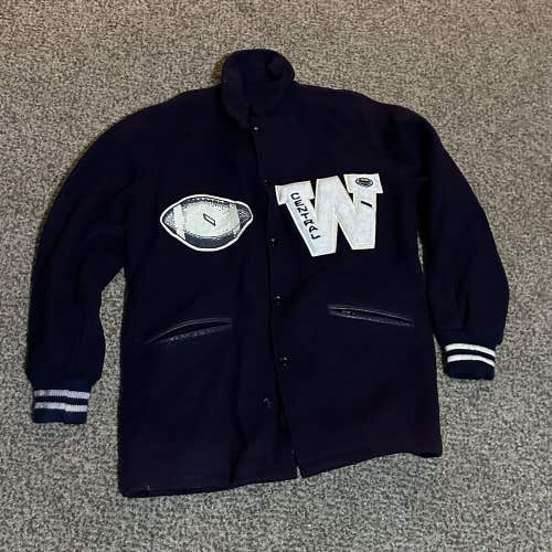 Vintage College Wool Western Central Men's FOOTBALL Leather Letterman Jacket 42