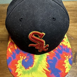 CHICAGO WHITE SOX Fitted Hat Size 7 3/8 New Era Tie Dye Brim Hippie Cotton USA